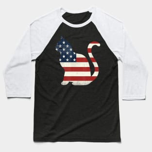 Proud Cat 4th of July American Flag Collections Baseball T-Shirt